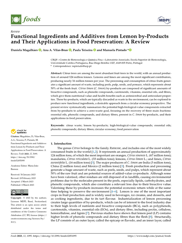 Lemon By-Products in Food Preservation | PDF | Polyphenol | Lemon