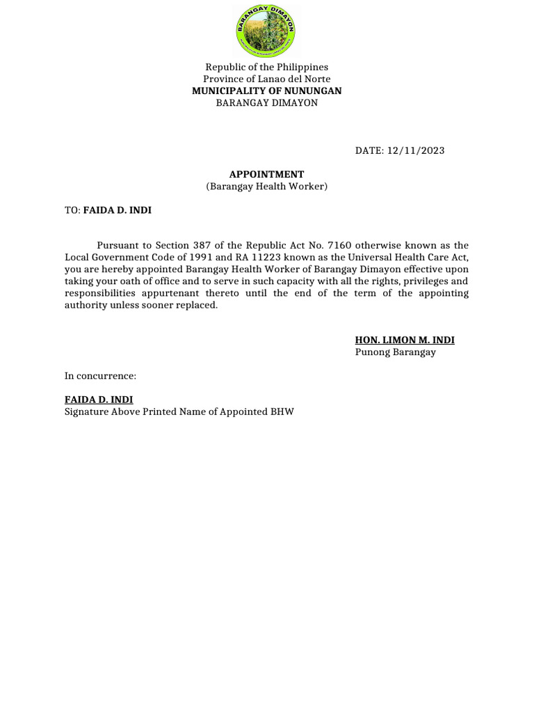 Appointment BHW | PDF