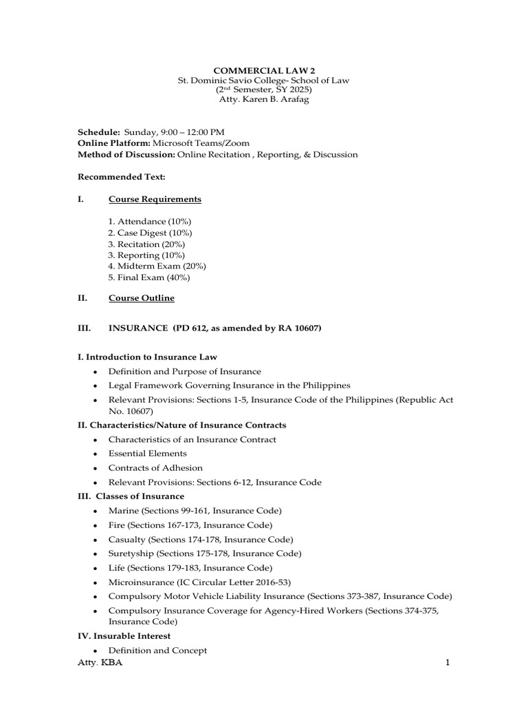 Commercial Law 2 IT SDSC SOL | PDF | Insurance | Financial Services