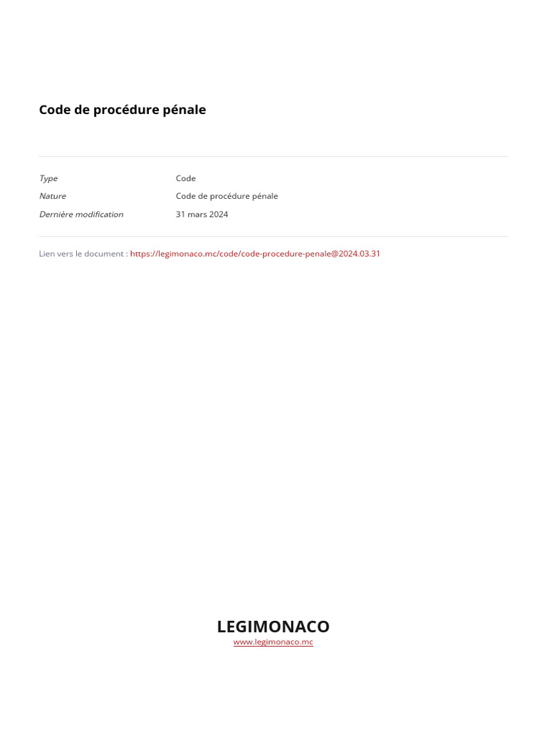 Code de procédure pénale 2024 | PDF | Crimes | Crime et violence