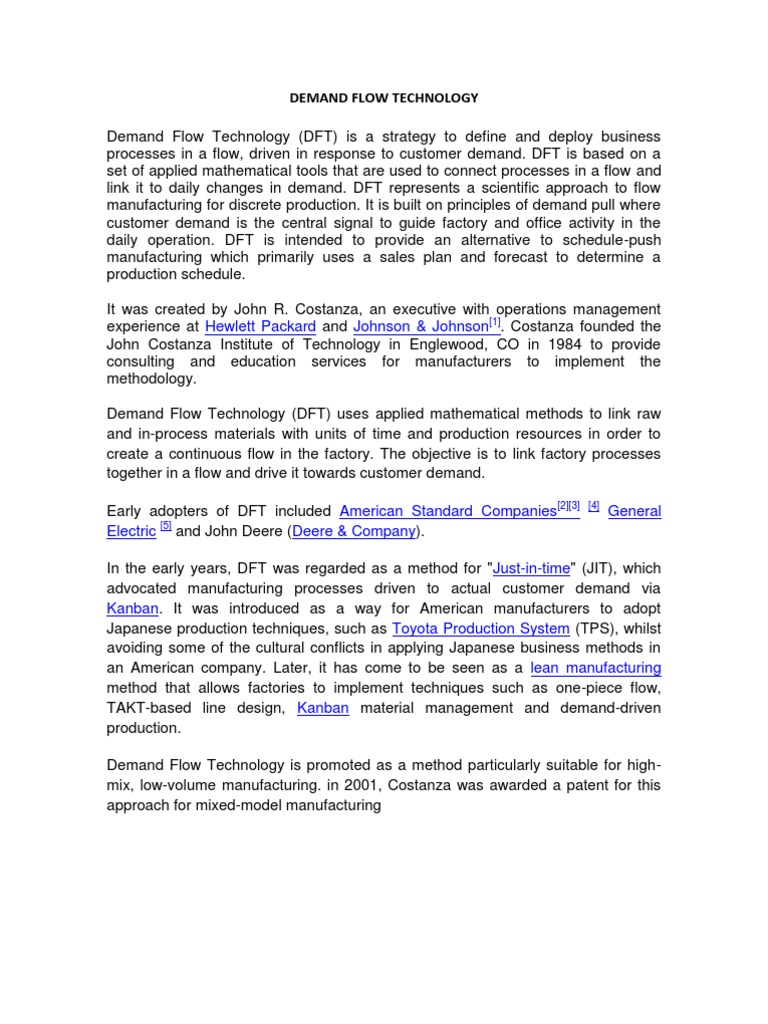 Demand Flow Technology | PDF | Production And Manufacturing | Systems