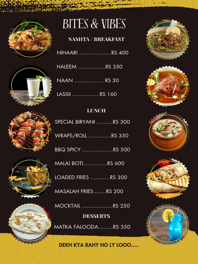 Black Illustrative Restaurant Menu | PDF