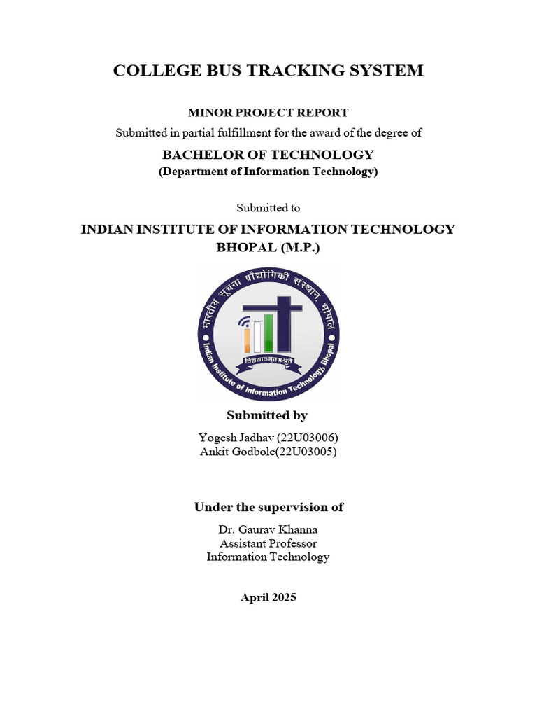 College Bus Tracking System Report | PDF | Internet Of Things | Databases