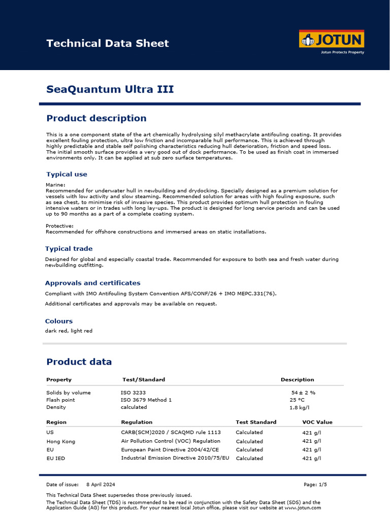 SeaQuantum Ultra III Antifouling Coating | PDF | Paint | Water