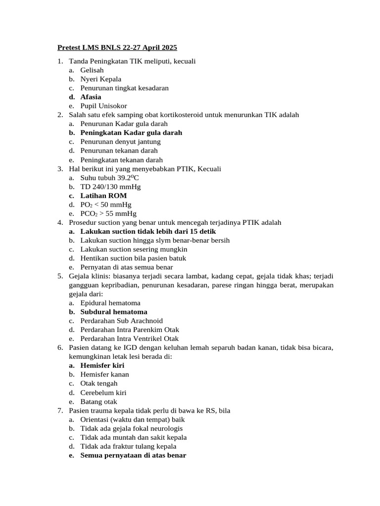 Pretest LMS BNLS: TIK dan Stroke | PDF