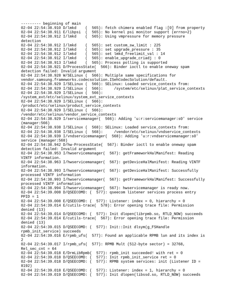 QSEECom Service Initialization Log | PDF | Operating System Technology ...