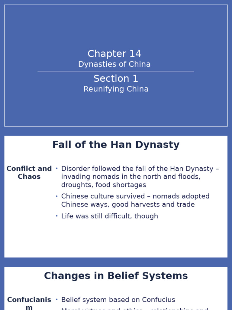 Chapter 14 Section 1 Notes Answer Key | PDF | Tang Dynasty | Confucianism