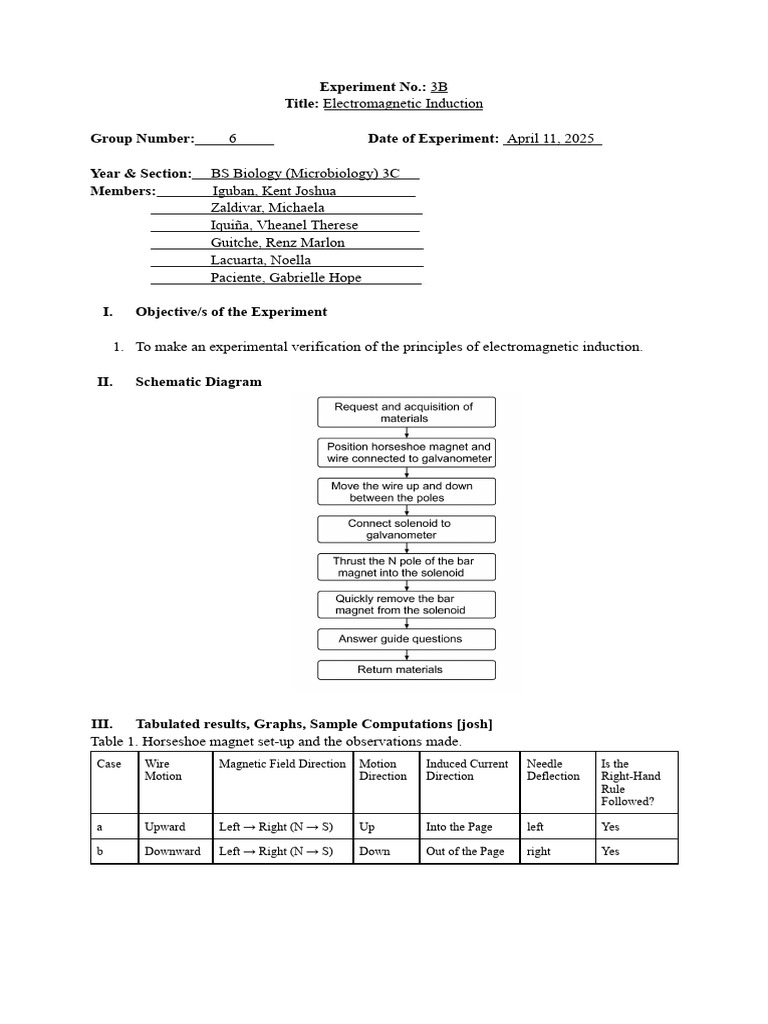 Electromagnetic Induction Experiment 3B | PDF | Inductor ...
