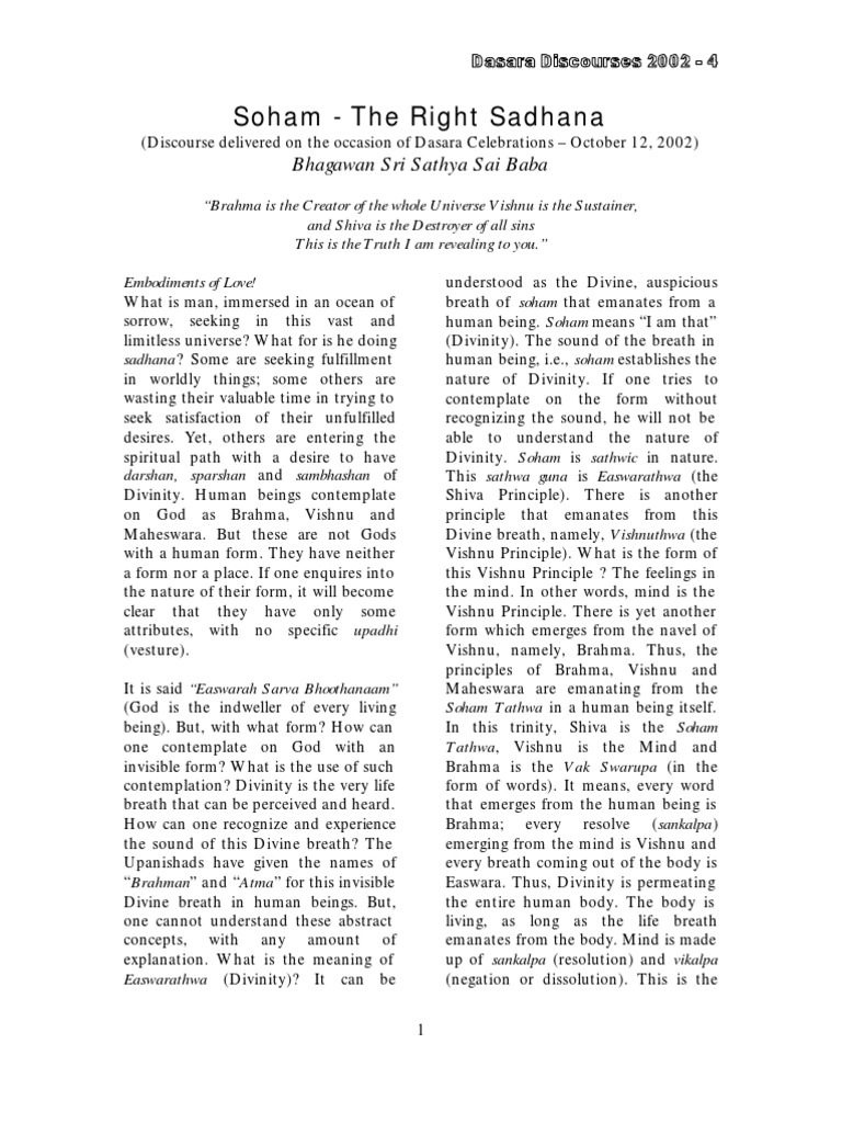 Soham The Right Sadhna | PDF | Philosophy | Self-Improvement