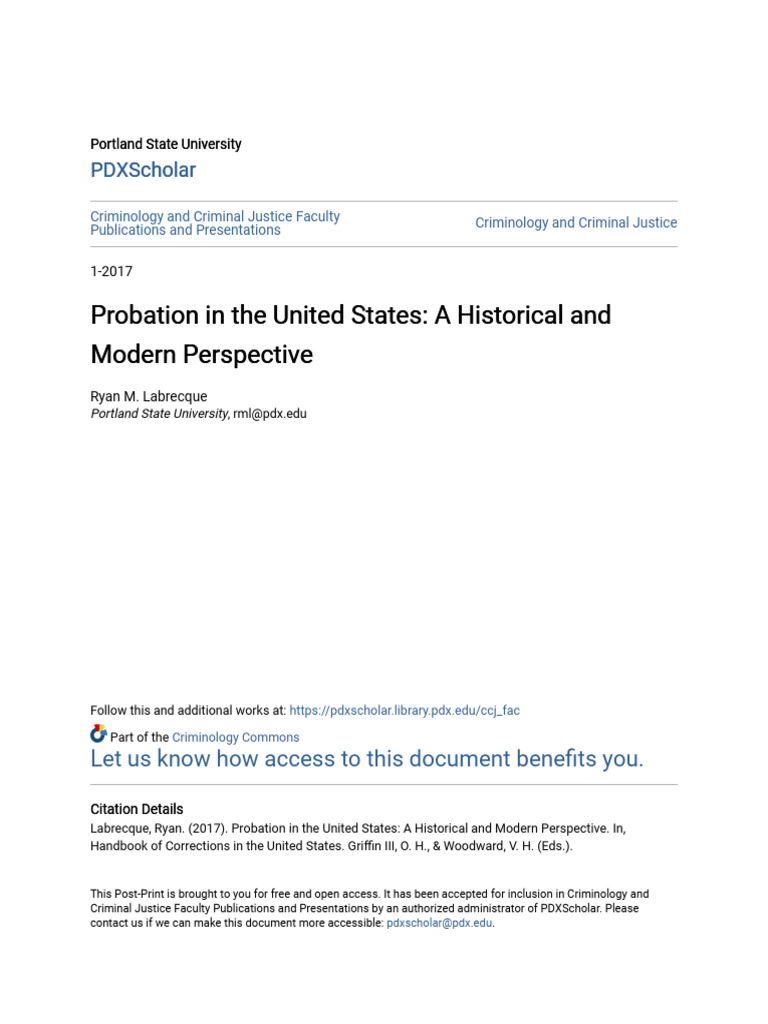 U.S. Probation: History and Modern Insights | PDF | Probation ...