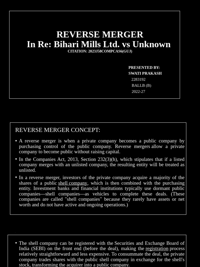 Understanding Reverse Mergers in India | PDF | Mergers And Acquisitions ...