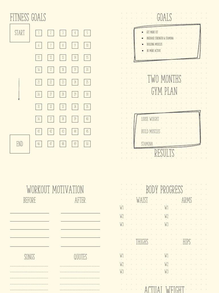 Fitness Goals and 2-Month Gym Plan | PDF