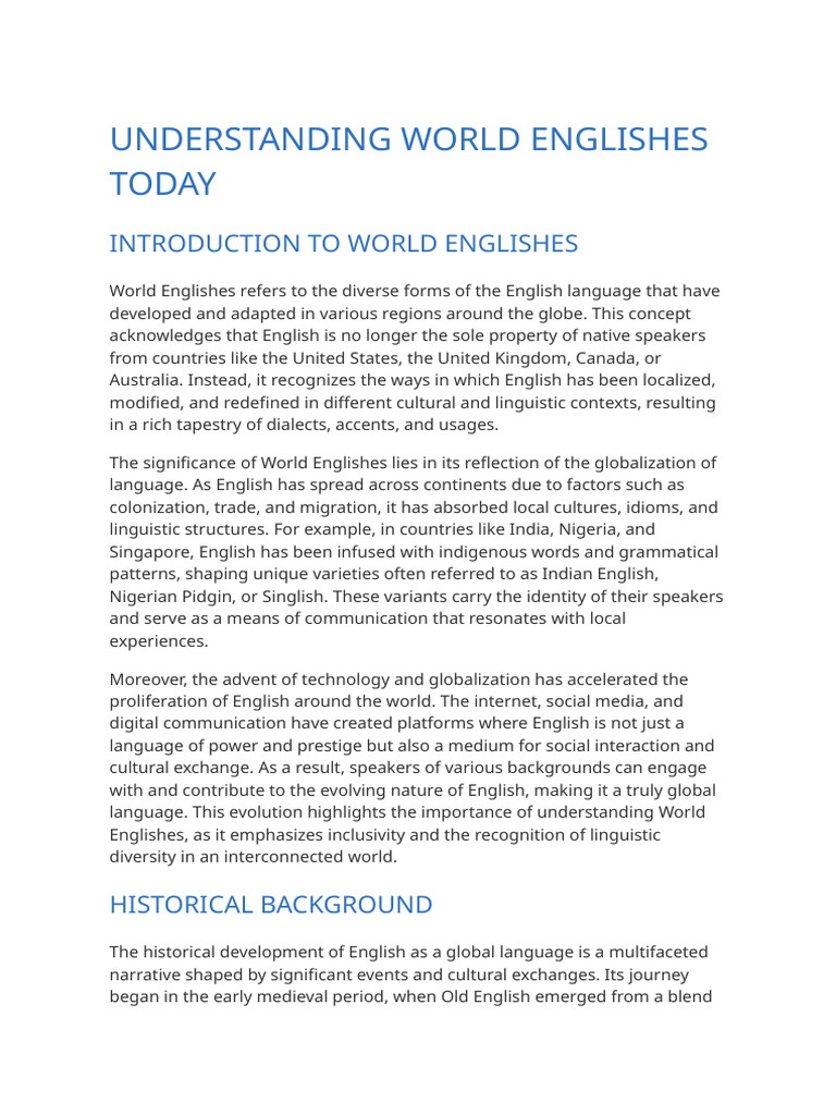 Understanding World Englishes Today | PDF | English Language | Linguistics