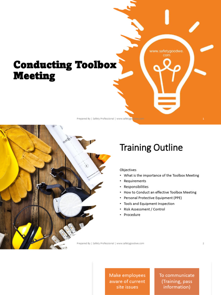 Toolbox Meeting Guidelines for Safety | PDF | Personal Protective ...