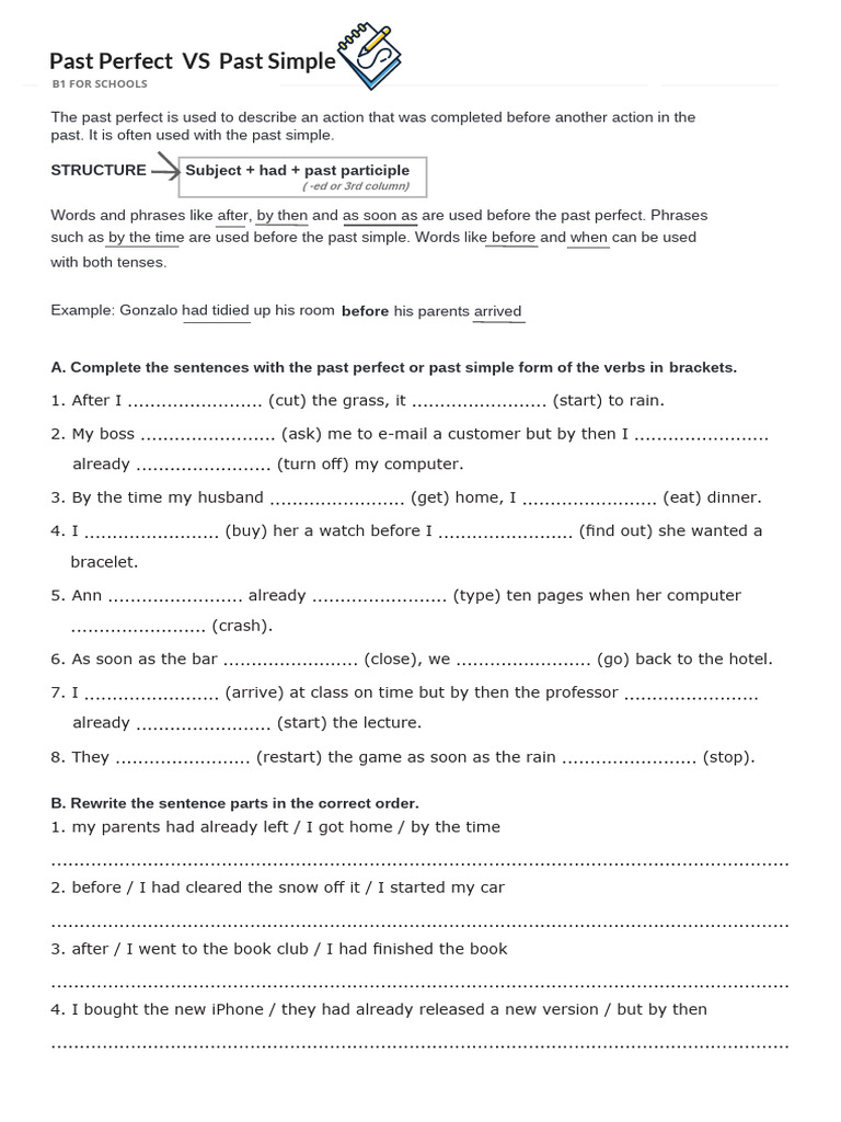 Past Perfect vs. Past Simple Exercises | PDF | Language Families ...