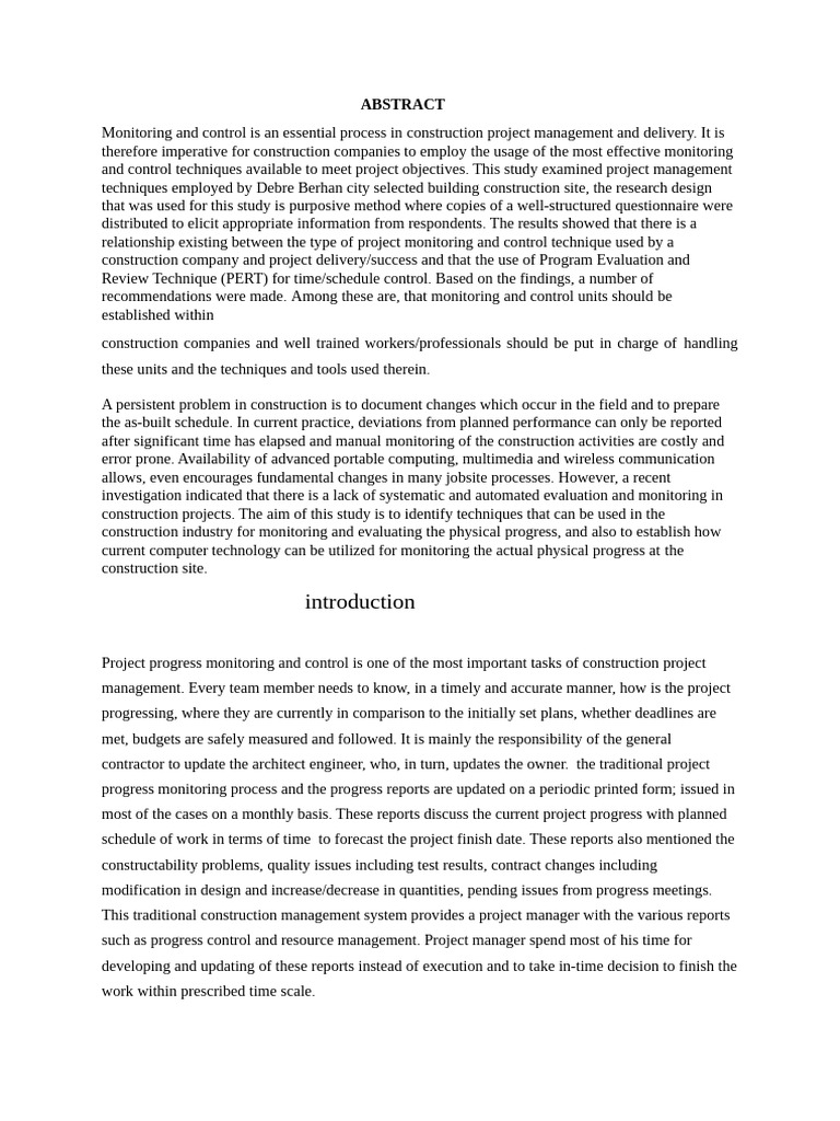Effective Monitoring in Construction Projects | PDF | Quantitative ...