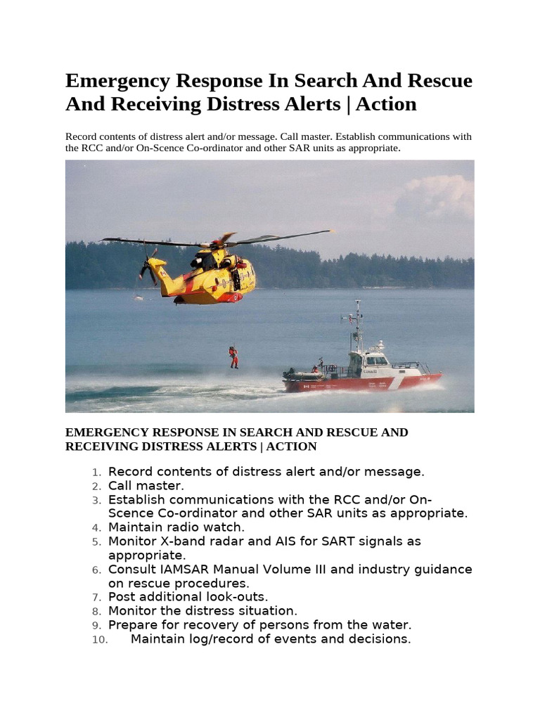 Emergency Response Procedures for SAR | PDF | Search And Rescue | Water ...