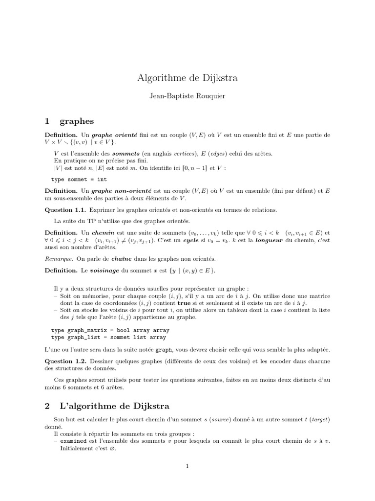 Algorithme de Dijkstra expliqué | PDF | Concepts mathématiques ...
