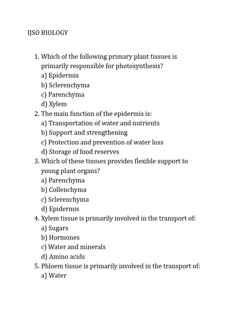 Ijso Biology Spring Assignment | PDF | Plant Nutrition | Stoma