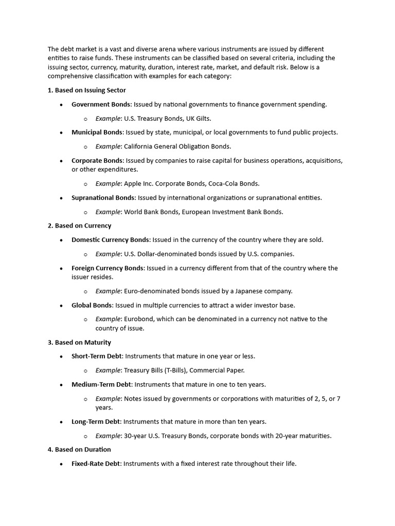Debt Intrument - Classification | PDF | Bonds (Finance) | United States ...