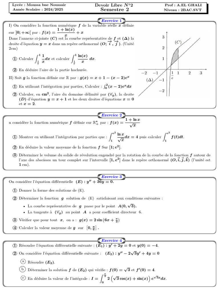 Devoir de Mathématiques 2BAC.SVT | PDF | Coordonnées cartésiennes ...
