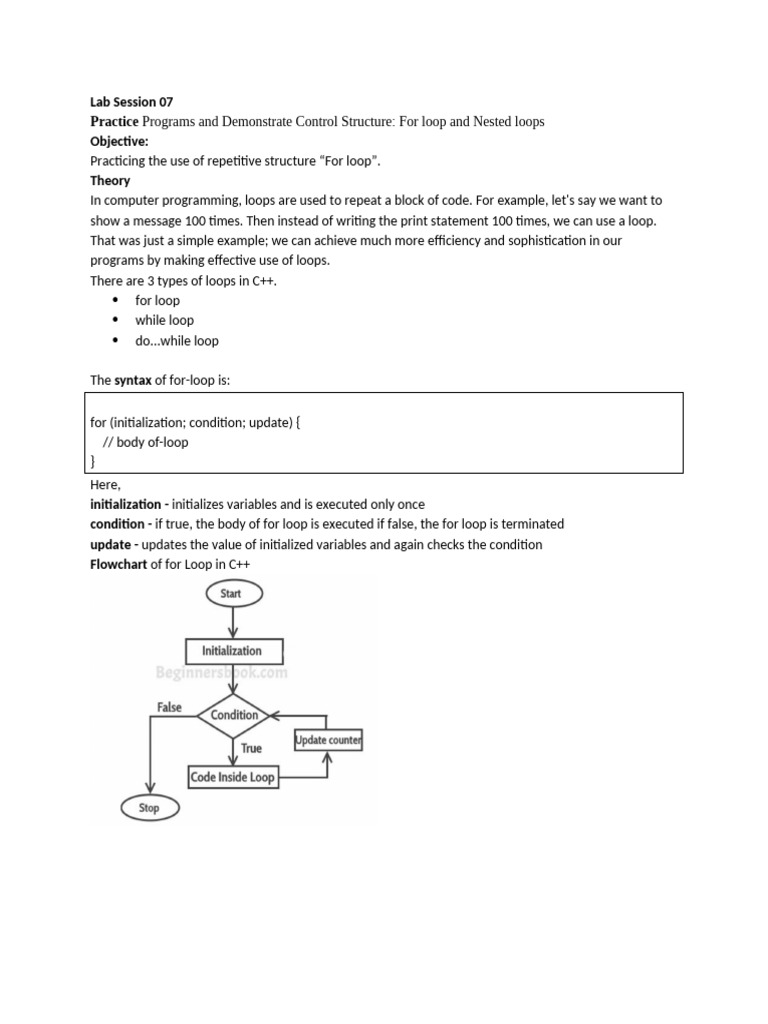 C++ For Loop Practice Exercises | PDF | Control Flow | Object Oriented ...