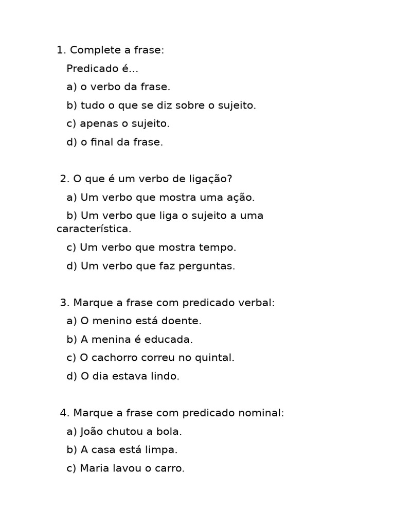 Predicado Verbal e Predicado Nominal | PDF