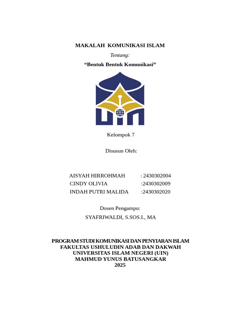 Bentuk-Bentuk Komunikasi Islam | PDF