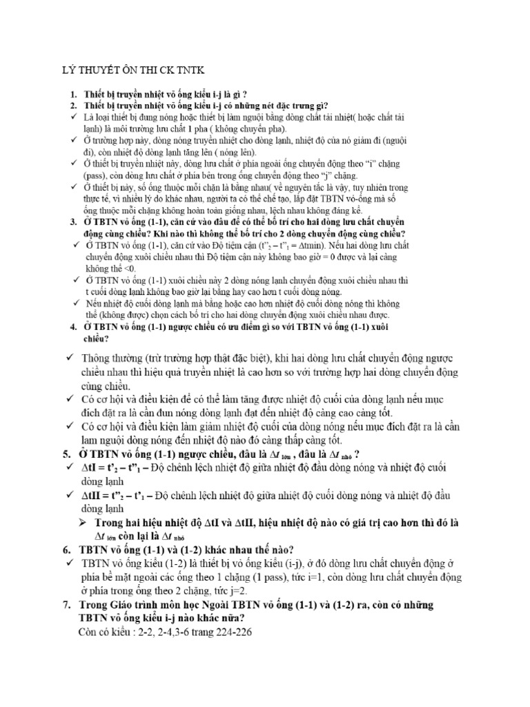 LÝ THUYẾT ÔN THI CK TNTK | PDF