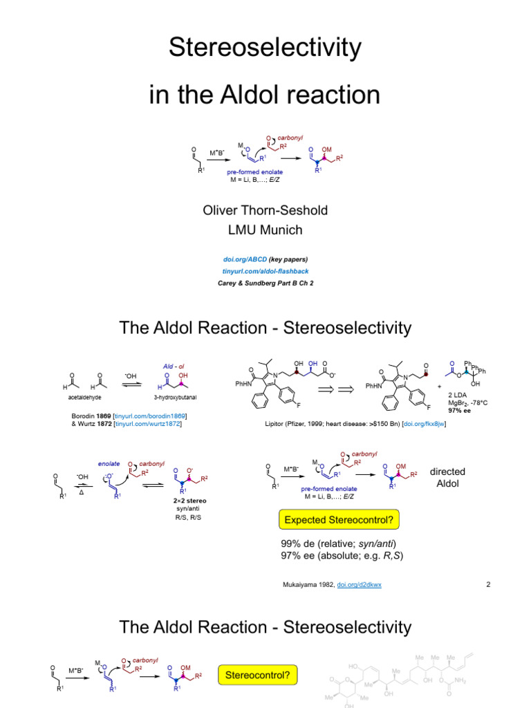 Stereoselectivity in Aldol Reactions | PDF | Organic Reactions ...