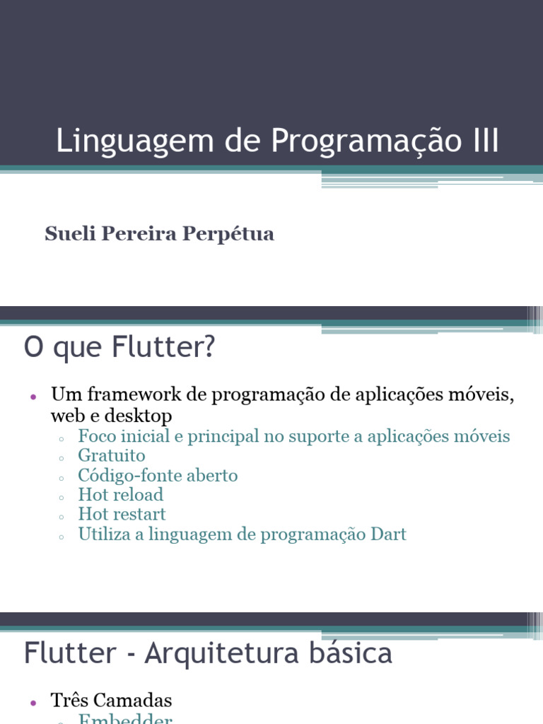 Introdução ao Flutter e Dart | PDF | Método (programação de ...