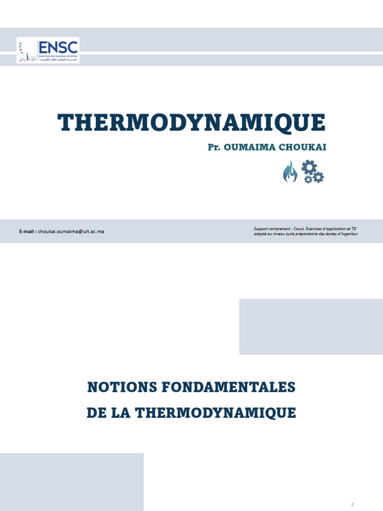 Notions Fondamentales de Thermodynamique | PDF | Thermodynamique | Chaleur