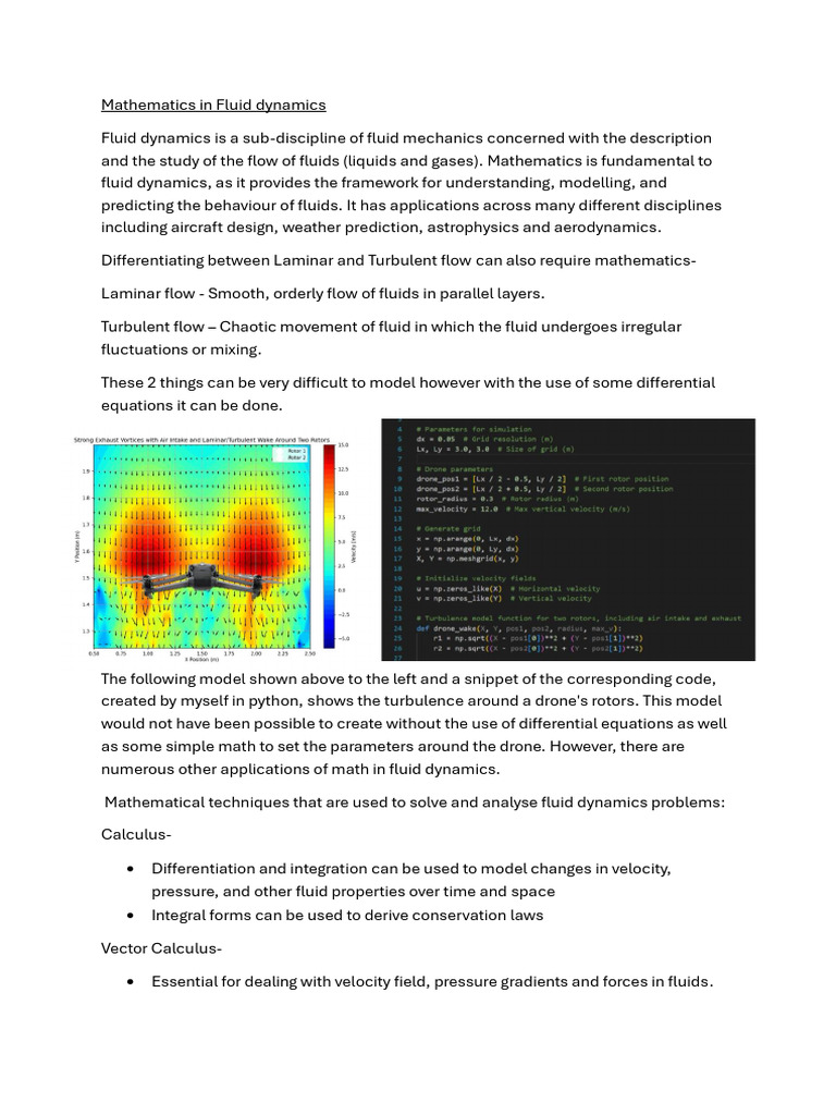 Mathematics in Fluid Dynamics Explained | PDF | Fluid Dynamics | Fluid ...