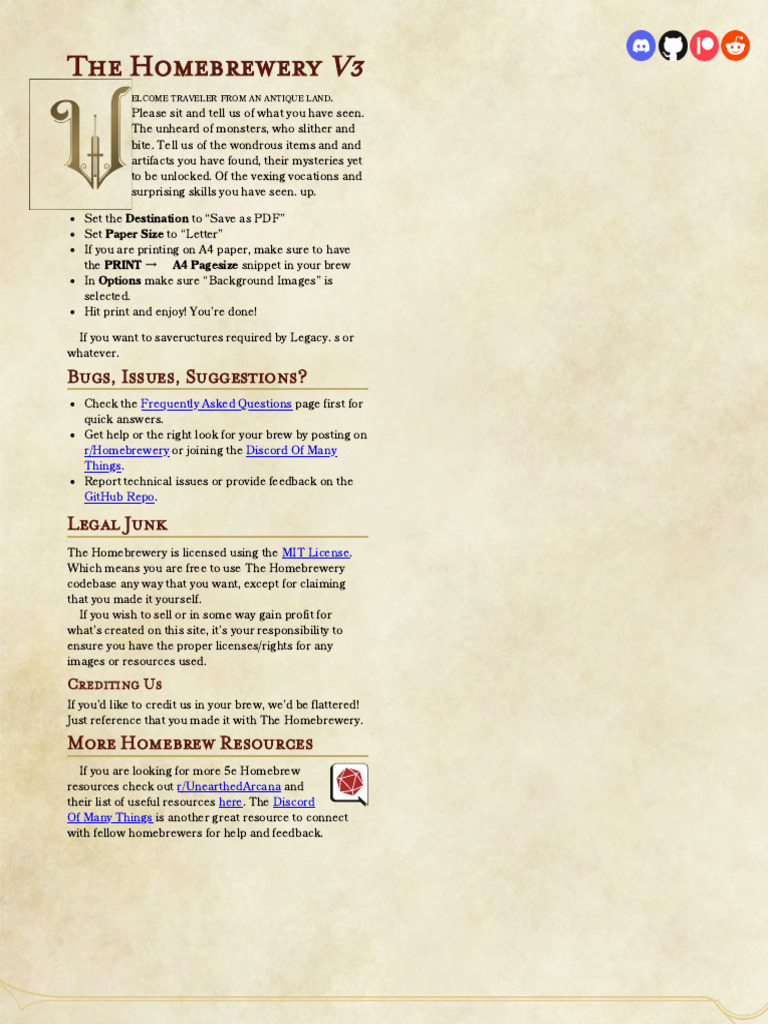 The Homebrewery - V3 - The Ewery | PDF | Html | Software