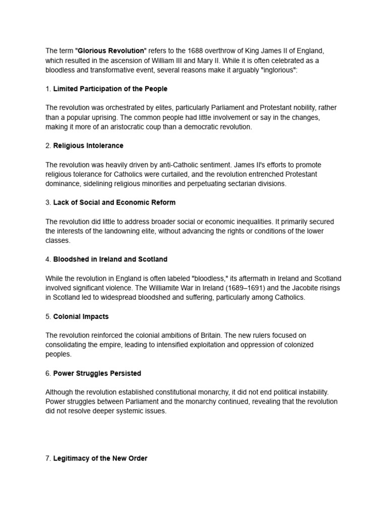 Inglorious About Glorious Revolution | PDF | Revolutions | Forms Of ...
