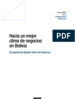 Hacia Un Mejor Clima de Negocios en Bolivia: El Proyecto de Registro Único de Empresas