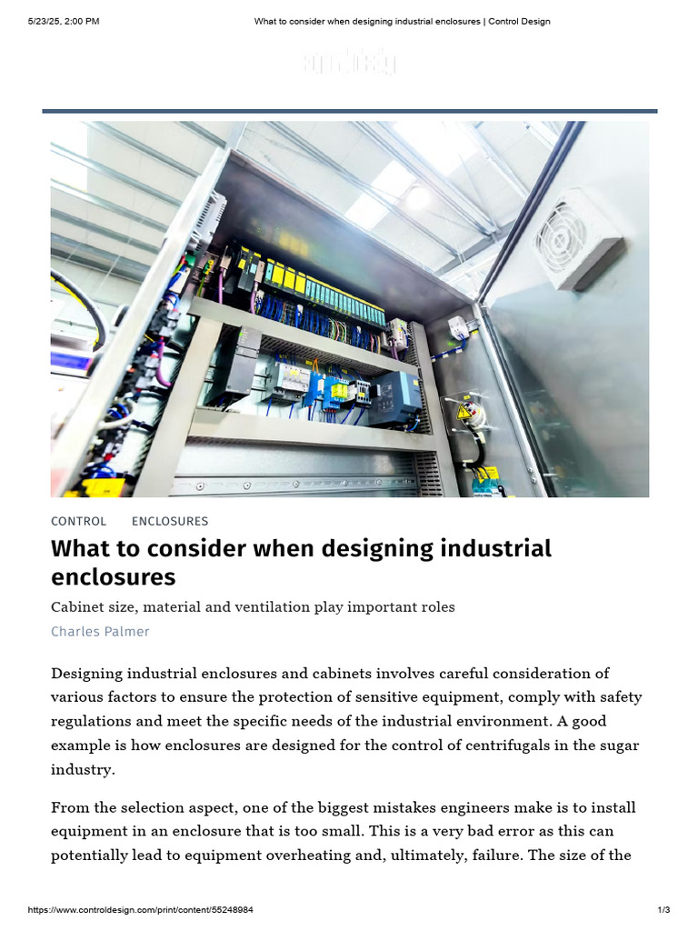 Image showcasing What To Consider When Designing Industrial Enclosures - Control Design ...