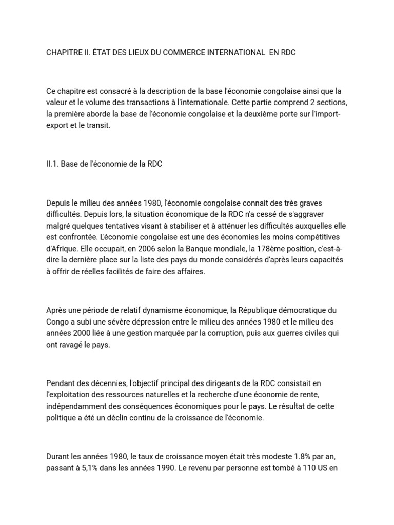 Commerce international en RDC | PDF | République démocratique du Congo ...