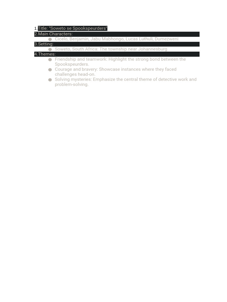 Soweto se Spookspeurders Overview | PDF