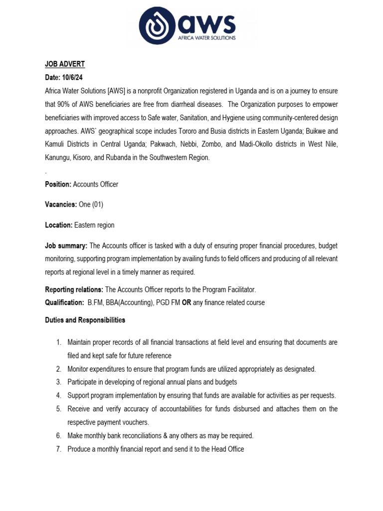 Accounts Officer Advert | PDF