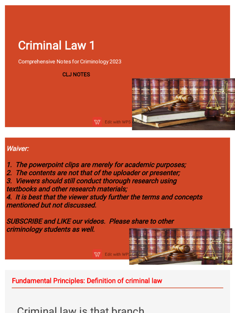 Criminal Law 1 Comprehensive Review Notes 2023 | PDF | Ex Post Facto ...