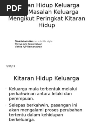 Kitaran Hidup Keluarga Dan Masalah Keluarga Mengikut Peringkat Pdf