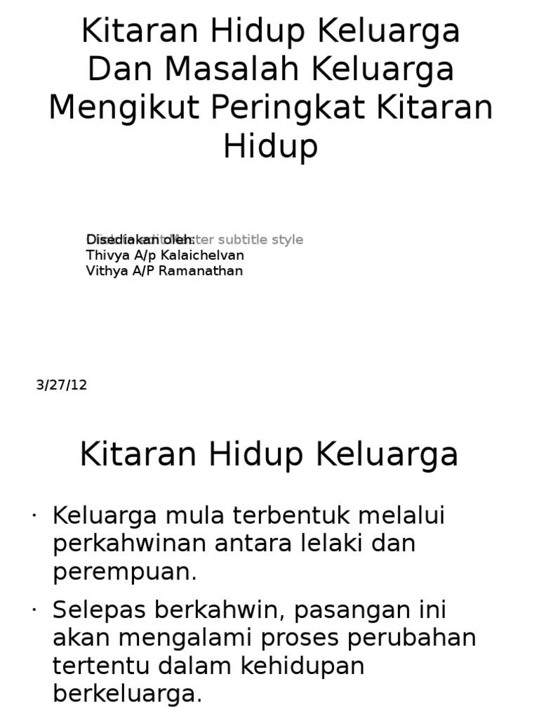 Kitaran Hidup Keluarga Dan Masalah Keluarga Mengikut Peringkat Pdf