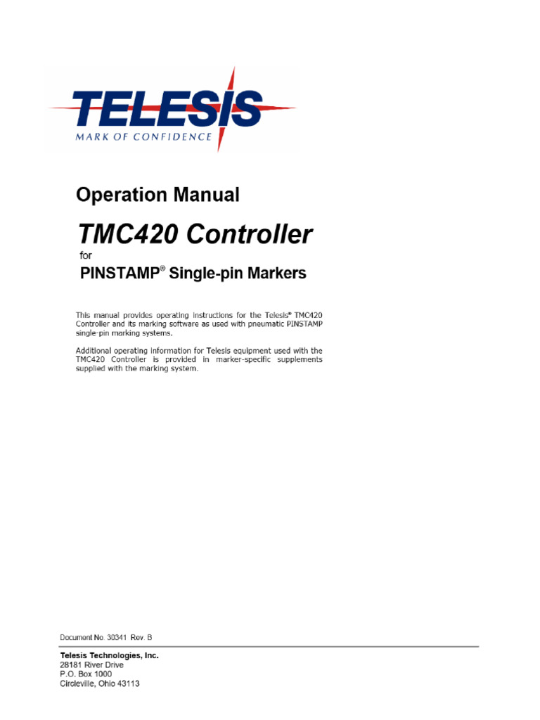 TMC420 Controller Operation Manual | PDF