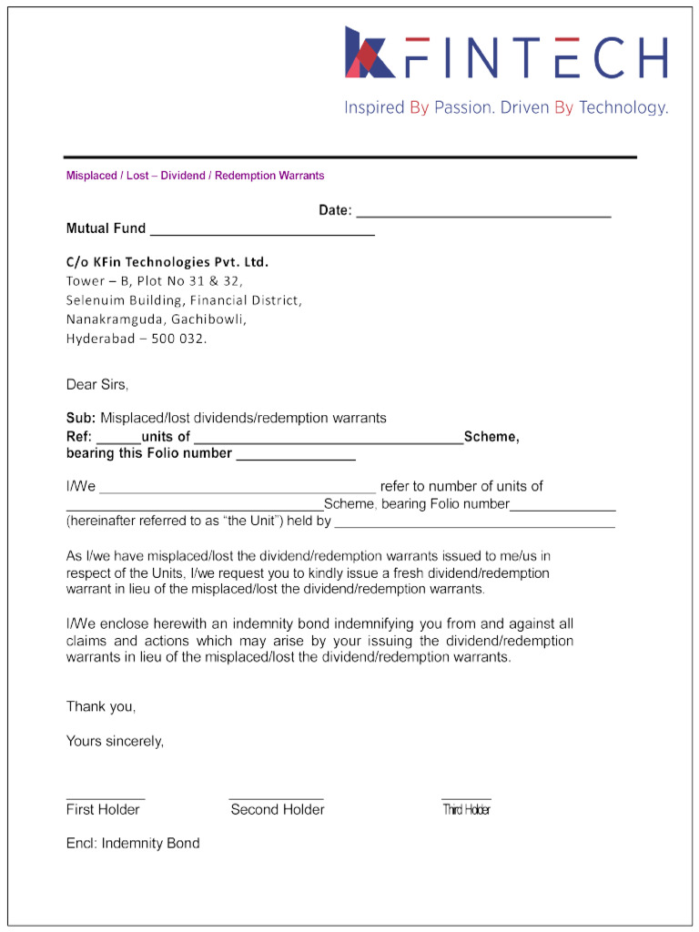 10letter Misplacedlostdividends-Redwarrants | PDF