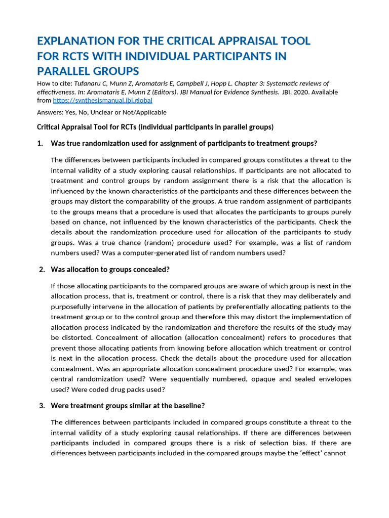 Penjelasan JBI English | PDF | Randomized Controlled Trial ...