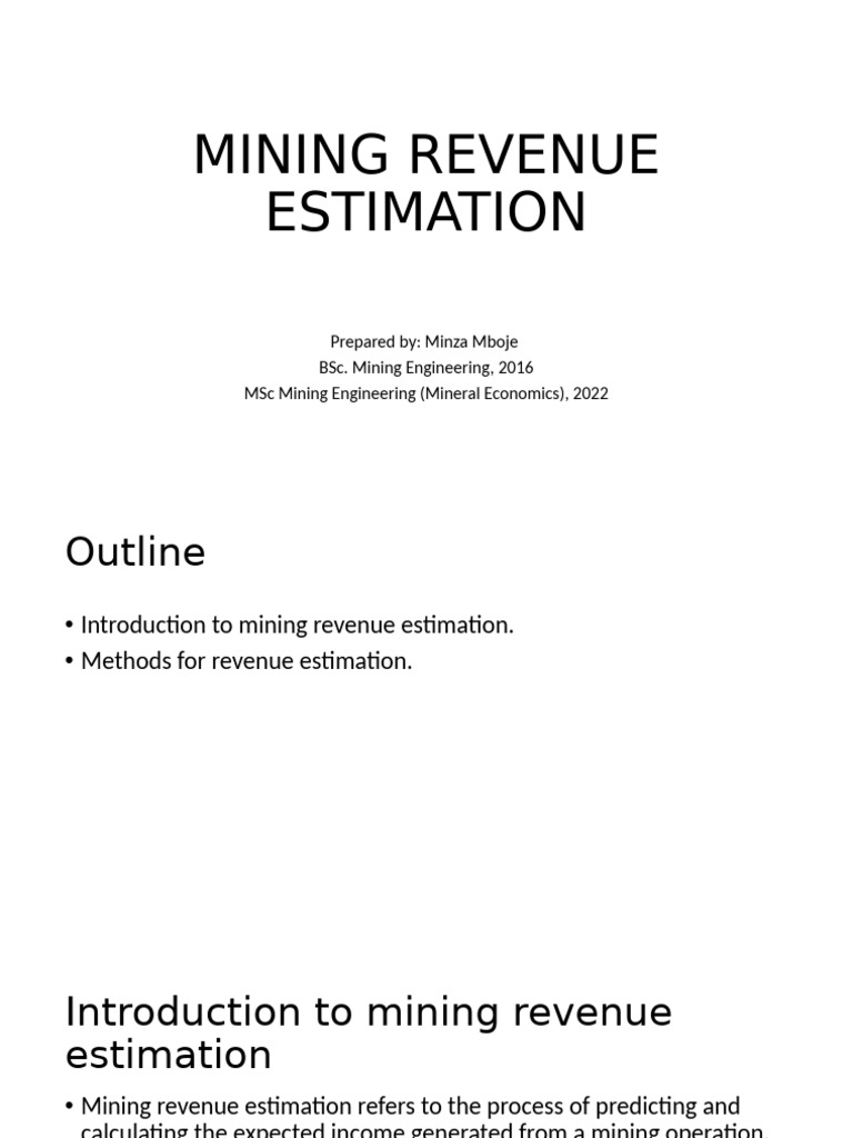 Mining Revenue Estimation Methods | PDF | Supply (Economics) | Demand