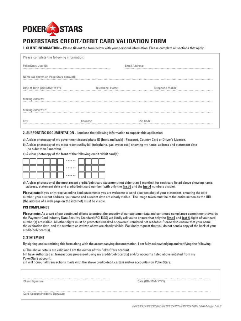 PokerStars Card Verification Instructions | PDF | Credit Card | Computing