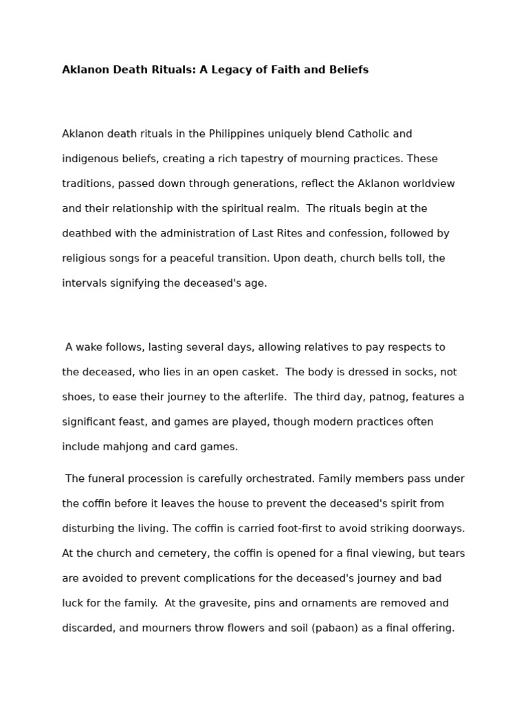 Aklanon Death Rituals and Beliefs | PDF | Funeral | Traditions