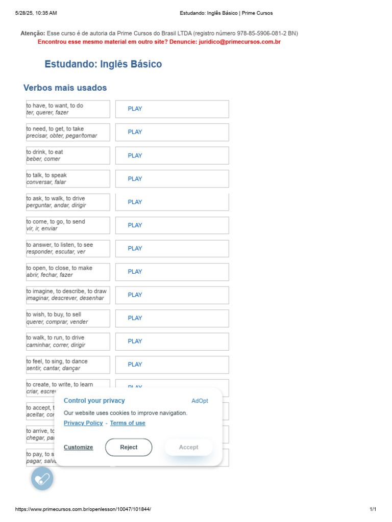 Estudando Inglês Básico Prime Cursos Pdf